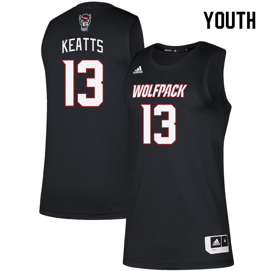 Youth #13 KJ Keatts NC State Wolfpack College Basketball Jerseys Stitched Sale-Black - Click Image to Close